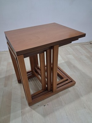 Bengi Ankara Mobilya Zigon Sehpa 90588 Ilgz C Dörtlü Lake Ceviz Kayın Tekerlekli Ayak Kutuda Sevk El Yapım