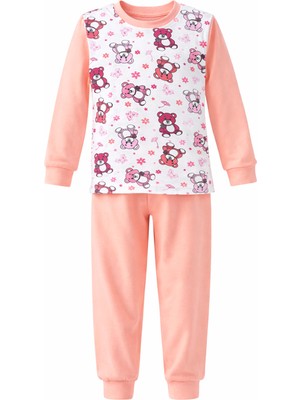 Remsa Kız Çocuk Pamuklu Desenli Pijama Takımı 6068-07 Somon