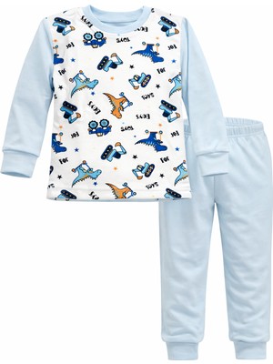 Remsa Çocuk Pamuklu Desenli Pijama Takımı 6068-06 Bebe Mavi