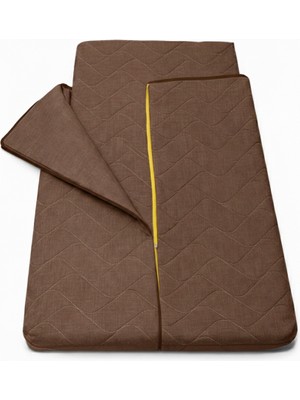 Zish Home Kahverengi Taşınabilir Kendinden Fermuarlı Tulumlu Katlanır Kamp Yatağı Anne Yanı Yer Yatağı 5cm