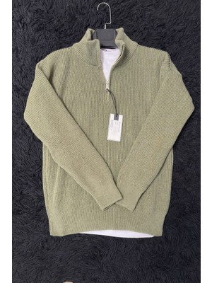 More Black Comfort Regular Fit Rahat Kalıp Fermuarlı Dik Yaka Basic Düz Sweatshirt