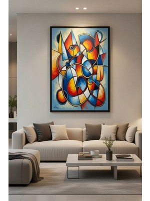 Safir Design Modern Soyut Geometrik Formlar Siyah Çerçeveli Tablo