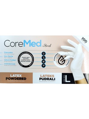 CoreMed Lateks Pudralı Muayene Eldiveni 100 Lü