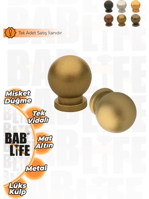 Bablife Küçük Misket Düğme Mat Altın 25MM Çapında Çekmece Dolap Mobilya Kulpları