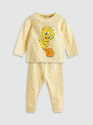 Lc Waikiki Yeni Sezon Bisiklet Yaka Tweety Baskılı Kız Bebek Pijama Takımı
