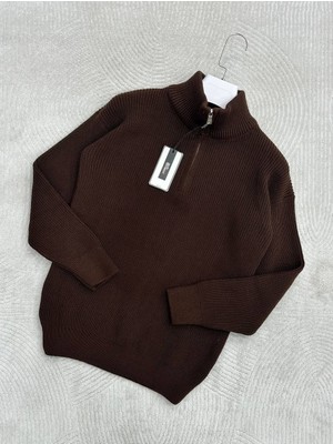 More Black Comfort Regular Fit Rahat Kalıp Fermuarlı Dik Yaka Basic Düz Sweatshirt