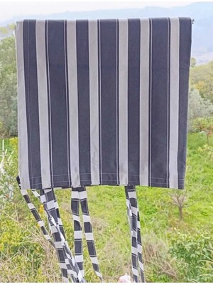 Shy Tekstil Lüks 1.sınıf Su Geçirmez Antrasit Beyaz Balkon Perdesi Üst Kornişli Yan ve Alt Bağcıklı