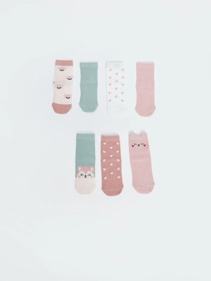 Lc Waikiki Yeni Sezon Baskılı Kız Bebek Soket Çorap 7'li