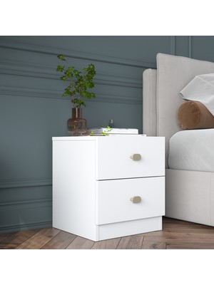 Rani BD111 Modern Komodin 2 Çekmeceli Yatak Odası Beyaz