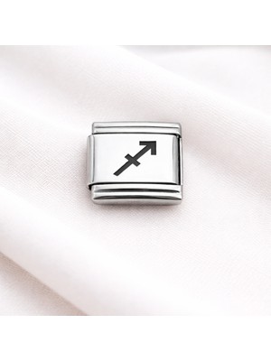 Çelik Nomination Charm Yay Burcu | Paslanmaz Çelik Bileklik Charmı | Burç Temalı Şık Takı