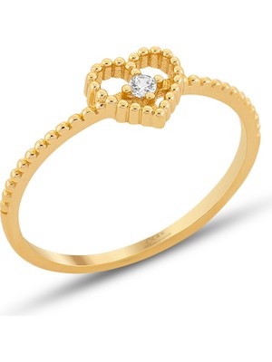 ÇGK KUYUMCULUK  Kalp Model Çıtır Altın Yüzük ÇGKY0106