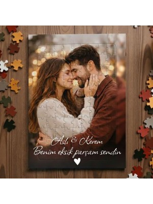 spldizayn Kişiye Özel Fotoğraf ve Benim Eksik Parçam Sendin Baskılı 99 Parçalı A4 Boyut Puzzle Yapboz