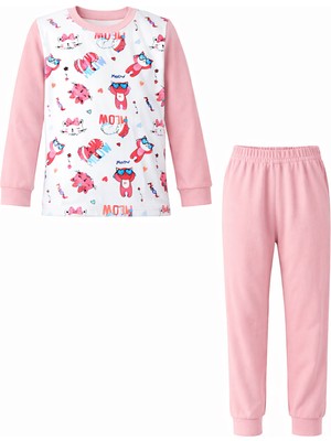 Remsa Kız Çocuk Pamuklu Desenli Pijama Takımı 6068-04 Pembe