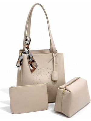 Nope21 Uzun Askılı Ekru Omuz Çantası