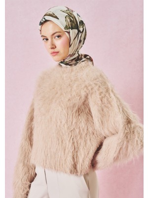 Fresh Love In Bloom Desen Floş Viskon Eşarp Brown