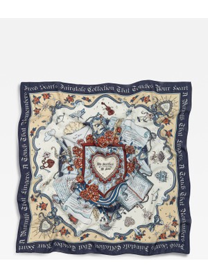 Fresh Beauty And The Beast Desen Floş Viskon Eşarp Mıdnıght Blue