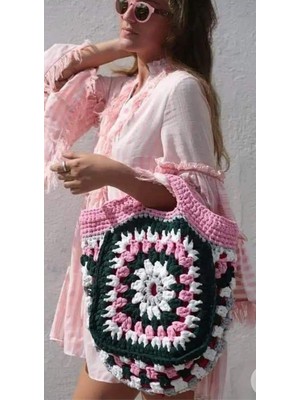 Esu Accessory Boho-Chic El Örgüsü Motifli Plaj Çantası – El Yapımı & Renkli Tasarım