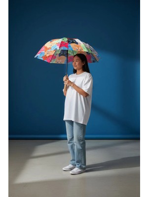 Tyn Store Yarasa Model 8 Telli Kedi Desenli Manuel Şemsiye