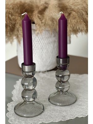 Artnest Mor Şamdan Mumu, Mor Mum 2 li Set, Özel Günler, Dekoratif Mumlar, Hediyelik, Yılbaşı