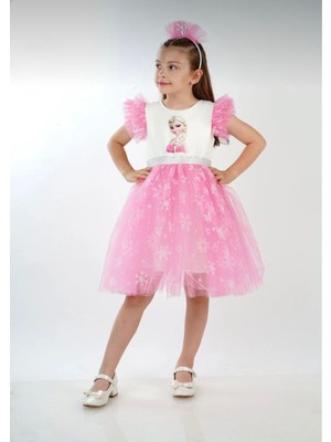 Butik Kız Çocuk Barbie Desenli Tütü Detaylı Elbise