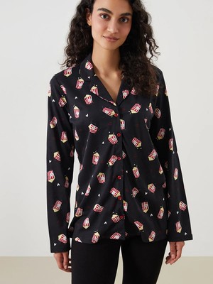 Lc Waikiki Yeni Sezon Gömlek Yaka Desenli Kadın Pijama Üstü