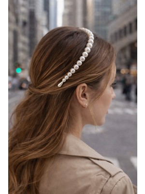 Modex Beyaz Inci Sıralı Taç