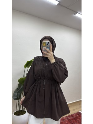 Moonsc Kadın Nervürlü Tesettür Gömlek