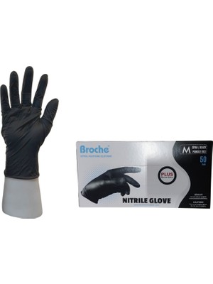 Ultra Extra Kalın Siyah Nitril Muayene Eldiveni Pudrasız 50'li Paket M Beden