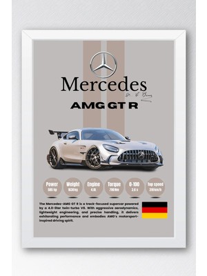 E2 Nova Mercedes Amg Gt R Premium Spor Araba Çerçeveli Tablo - Teknik Özellikli Otomobil Sever Duvar Dekoru