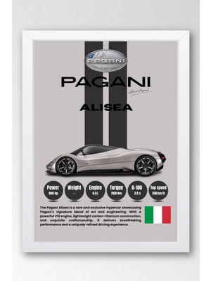 E2 Nova Pagani Alisea Premium Araba Tablosu - V12 Teknik Özellikli Italyan Otomobil Duvar Dekoru