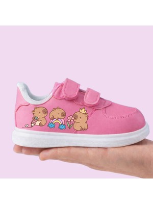 Lias Shoes Kahverengi Tatlışlar Baskılı Pembe Bantlı Çocuk Spor Ayakkabı Sneaker