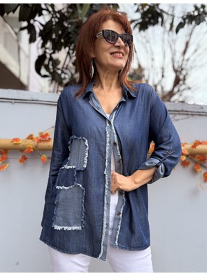 Liyosel Parçalı Kot Gömlek