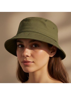 SF Collection Unisex Basic Haki Bucket Bermuda Şapka - Yazlık Kova Şapka