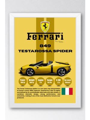 E2 Nova Ferrari 849 Testarossa Spider Premium Araba Tablosu - Teknik Özellikli Otomobil Duvar Dekoru