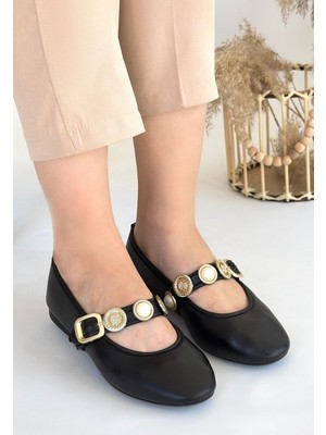 We&Me Atnis Siyah Cilt Babet Ayakkabı