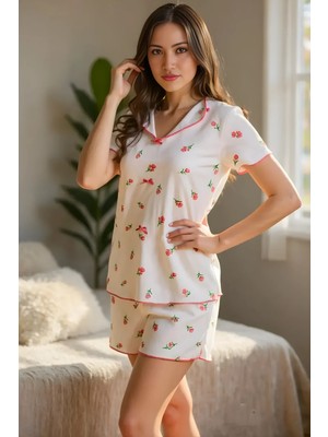 Homay 2’li Çiçek Desenli Kısa Kollu Pamuklu Şortlu Pijama Takımı