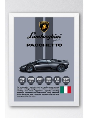 E2 Nova Lamborghini Pacchetto Premium Spor Araba Tablosu - Teknik Özellikli Otomobil Duvar Dekoru