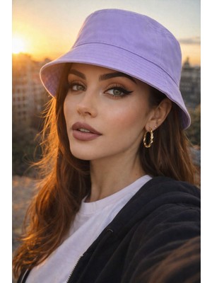 SF Collection Unisex Basic Lila Bucket Bermuda Şapka - Yazlık Kova Şapka