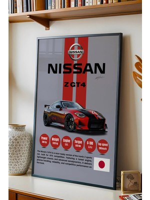 E2 Nova Nissan Z Gt4 Premium Yarış Arabası Çerçeveli Tablo - Teknik Özellikli Pist Serisi Duvar Dekoru