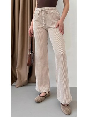 Thiff Gymwear Yandan Cepli Beli Bağcıklı Su Yolu Kadın Çizgili Pantolon