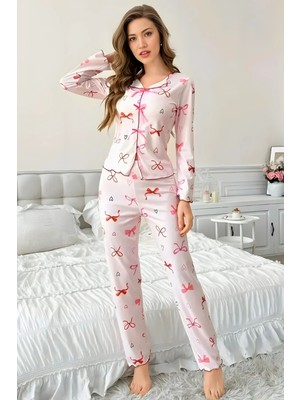 Homay 2’li Fiyonk Desenli Pamuklu Pijama Takımı