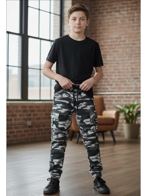 Black Steel Garson Boy Erkek Kamuflaj Oantolon