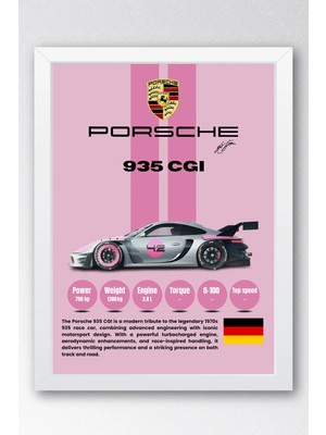 E2 Nova Porsche 935 Cgı Premium Yarış Arabası Çerçeveli Tablo - Teknik Özellikli Modern Tribute Duvar Dekoru
