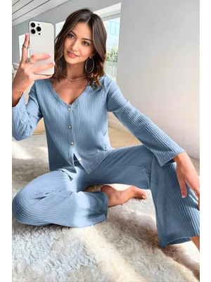 Homay 2’li Geniş Yaka Pamuklu Pijama Takımı