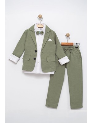 Miniğimin Cicileri Papyonlu Ceketli Gömlekli Erkek Çocuk 3'lü Takım - Yeşil