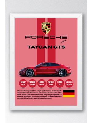 E2 Nova Porsche Taycan Gts Premium Elektrikli Spor Araba Tablosu - Teknik Özellikli Otomobil Duvar Dekoru