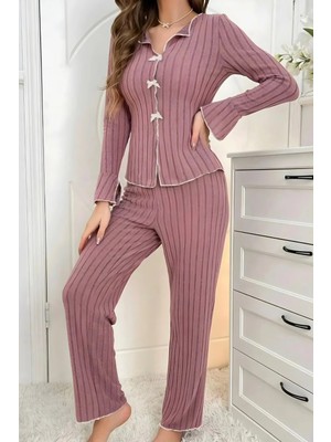 Homay 2’li Fiyonk Detaylı Ribanalı Pamuklu Pijama Takımı