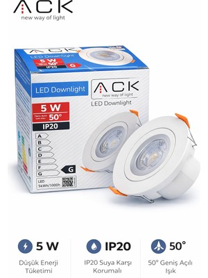 Ack 5W Cob LED Spot 6500K Beyaz Işık