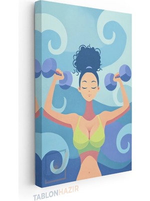 Tablonhazır Dikey Kanvas Tablo Motivasyon Tablosu Spor Fitness 7 Spor Fitness Gym Salon Duvar Tablosu