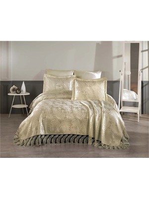 D'niss Home Palm 3 Parça Fransız Dantelli Şönil Lux Pike Takımı